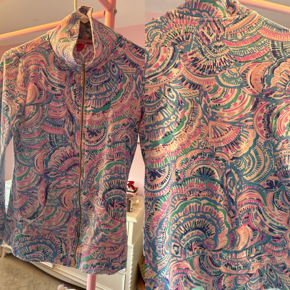 XS Lilly Pulitzer Zip Up Jacket in Oh Shello